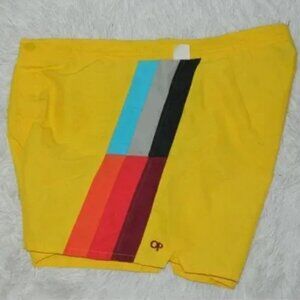 OP Board Swim Shorts Trunks Yellow Y2K Vintage Beach Surf Skate Retro Size 34